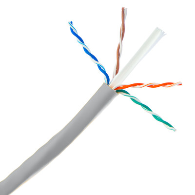 Bulk Cat6 Gray Ethernet Cable, Solid, UTP (Unshielded Twisted Pair), Pullbox, 500 foot - Part Number: 10X8-021TF