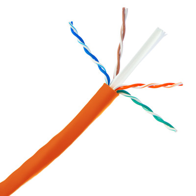Bulk Cat6 Orange Ethernet Cable, Solid, UTP (Unshielded Twisted Pair), Riser Rated(CMR), Pullbox, 1000 foot - Part Number: 10X8-031TH