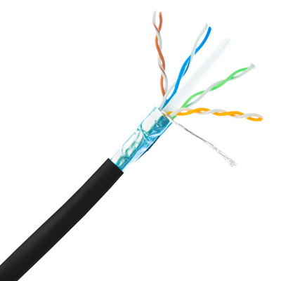 Shielded Cat6 Ethernet Cable, Solid 23 AWG Copper, POE Compliant, Black, Spool, 1000 foot - Part Number: 10X8-522NH