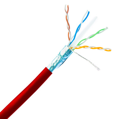 Shielded Cat6 Ethernet Cable, Solid 23 AWG Copper, Red, Spool, 1000 foot - Part Number: 10X8-571NH