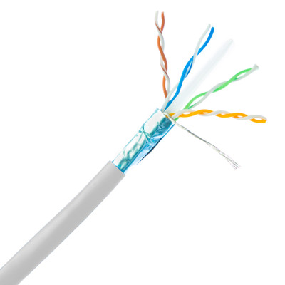 Shielded Cat6 Ethernet Cable, Solid 23 AWG Copper, POE Compliant, White, Spool, 1000 foot - Part Number: 10X8-591NH