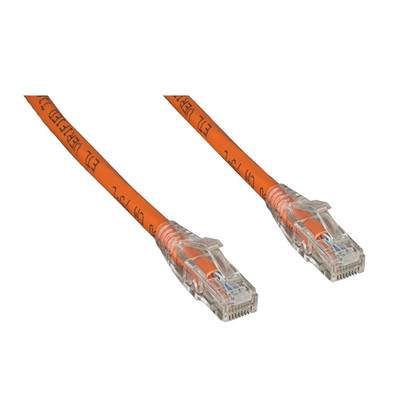 Cat6 Orange Copper Ethernet Patch Cable, Clear Finger Boot, POE Compliant, 1 foot - Part Number: 10X8-93101