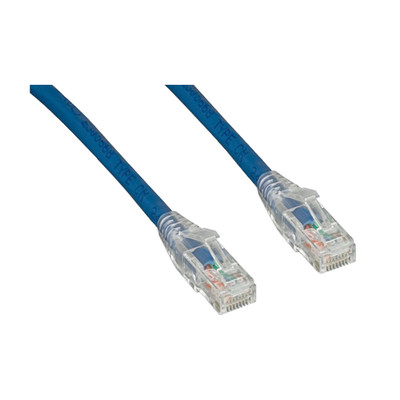 Cat6 Blue Copper Ethernet Patch Cable, Clear Finger Boot, POE Compliant, 1 foot - Part Number: 10X8-96101
