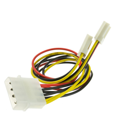 4 Pin Molex to Floppy Power Y Cable, 5.25 inch Male to Dual 3.5 inch Female, 8 inch - Part Number: 11W3-02210