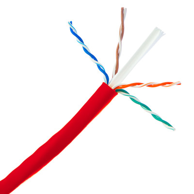 Cat6a Red Copper Ethernet Cable, 10 Gigabit Solid, UTP (Unshielded Twisted Pair), POE Compliant, 500Mhz, 23 AWG, Spool, 1000 foot - Part Number: 13X6-071NH