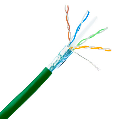 Bulk Shielded Cat6a Green Ethernet Cable, 10 gig Solid, 500 Mhz, 23 AWG, Spool, 1000 foot - Part Number: 13X6-551NH
