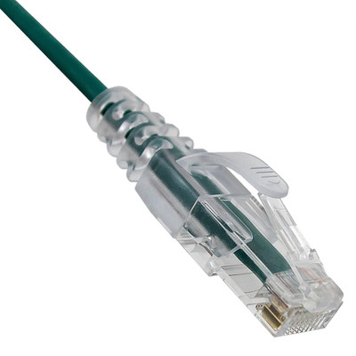 Slim Cat6a Green Copper Ethernet Cable, 10 Gigabit, Snagless/Molded Boot, 500 MHz, 4 foot - Part Number: 13X6-65104