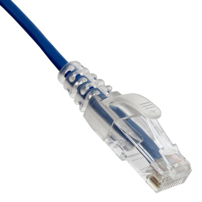 Slim Cat6a Blue Copper Ethernet Cable, 10 Gigabit, Snagless/Molded Boot, 500 MHz, 14 foot - Part Number: 13X6-66114