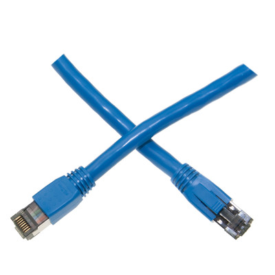 Cat8 Blue S/FTP Ethernet Patch Cable, Molded Boot, 40Gbps - 2000MHz, 4-Pair 24AWG Copper, RJ45 Male, 25 foot - Part Number: 13X8-56125