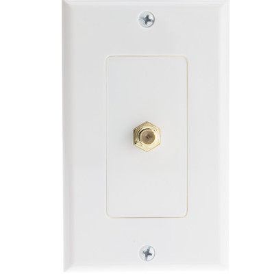 White Decora Wall Plate with F-pin Coupler, F-pin Female - Part Number: 200-253WH