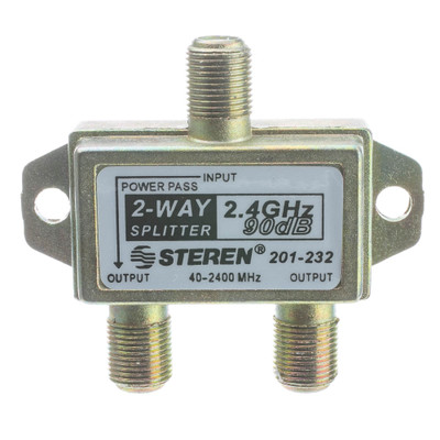 F-pin Coaxial Splitter, 2 way, 2 GHz 90 dB, DC Passing on One Port - Part Number: 201-232
