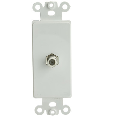 Decora Wall Plate Insert, White, F-pin Coaxial Coupler, F-Pin Female - Part Number: 301-1000