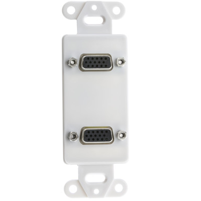 Decora Wall Plate Insert, White, Dual VGA Couplers, HD15 Female - Part Number: 301-2004