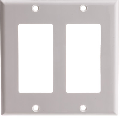 Decora Wall Plate, White, 2 Hole, Dual Gang - Part Number: 302-2-W