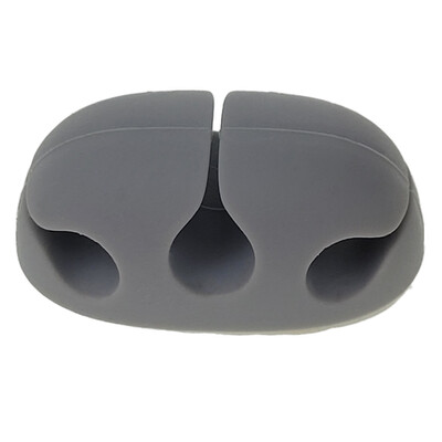 Silicone Desktop Cable Organizer w/ Adhesive backing, 3 Slot, Gray - Part Number: 30CM-10001