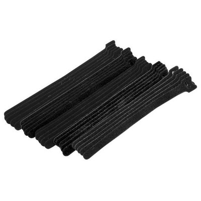 Black Hook and Loop Cable Strap w/ Eye, 0.50 inch x 8 inch, 25 Pack - Part Number: 30CT-02280
