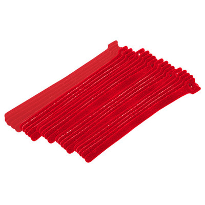 Red Hook and Loop Cable Strap w/ Eye, 0.50 inch x 8 inch, 25 Pack - Part Number: 30CT-07180