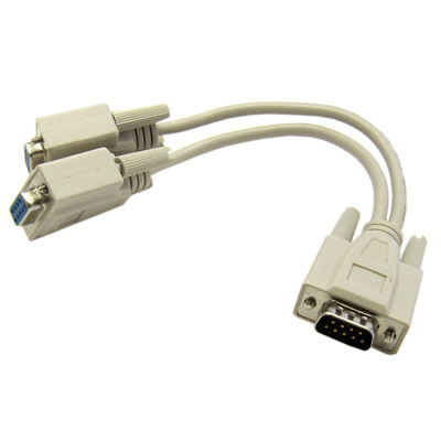 DB9 Serial Y adapter, DB9 Male to Dual DB9 Female, 8 inch - Part Number: 30D1-27208