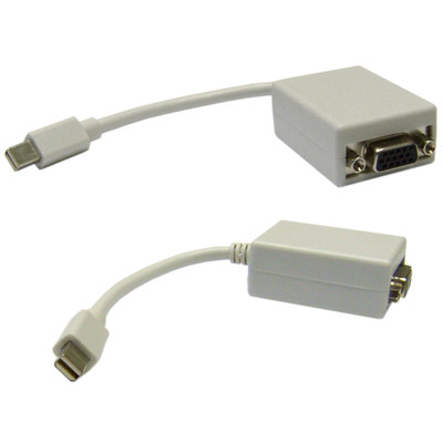 Mini DisplayPort to VGA Adapter Cable, Passive, Mini DisplayPort (MiniDP/mDP) Male to HD15 Female, Only works from DisplayPort to VGA, 6 inch - Part Number: 30H1-65000
