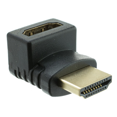 HDMI High Speed Vertical 90 Degree Elbow Adapter - Up, HDMI Type-A Male to HDMI Type-A Female, 4K 60Hz, Black - Part Number: 30HH-50210