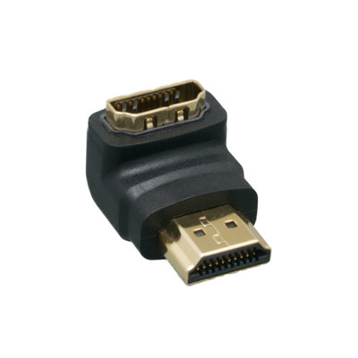 HDMI 90 Degree Port Saver Adapter - Down, HDMI Type-A Male to HDMI Type-A Female, Black - Part Number: 30HH-50220
