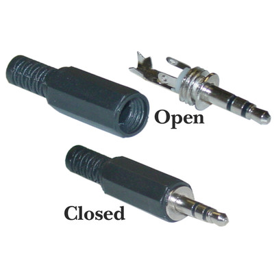 3.5mm Stereo Male Connector with Plastic Hood, Solder Type - Part Number: 30S1-01100