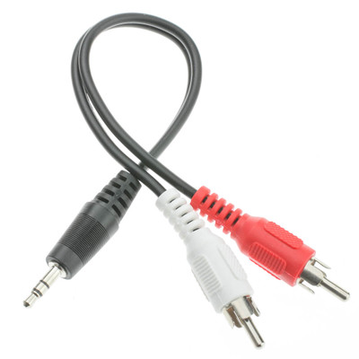 3.5mm Stereo to Dual RCA Audio Adapter Cable, 3.5mm Male to Dual RCA Male (Red/White), 6 inch - Part Number: 30S1-01160