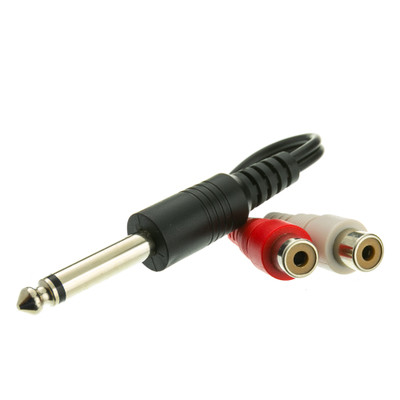 1/4 inch Mono Phono to Dual RCA Adapter, 1/4 Mono Male to Dual RCA Female, 6 inch - Part Number: 30S1-16260