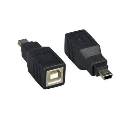 USB B Female to USB Mini-B 5 Pin Male Adapter - Part Number: 30U1-08310