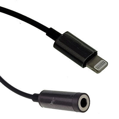 Apple Authorized Lightning Male to 3.5mm Adapter Cable, 3 inch, Black - Part Number: 30U2-15503