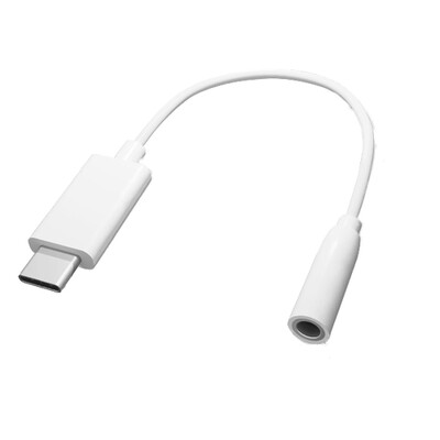 USB C to 3.5mm Adapter Cable for connecting headsets, 5 inch, White - Part Number: 30U2-35000