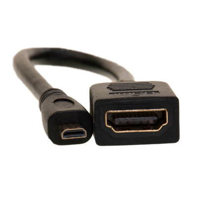HDMI Female to Micro(D-Type) Male Cable, High Speed w/ Ethernet, 32 AWG, 8 inches - Part Number: 30V3-44200