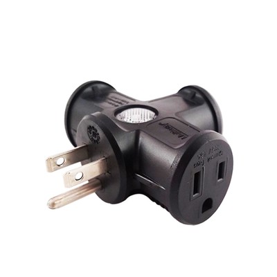 3-Outlet Indoor/Oudoor 3-Prong Wall Tap w/ LED Indicator, 125V/15A, UL - Part Number: 30W2-12103