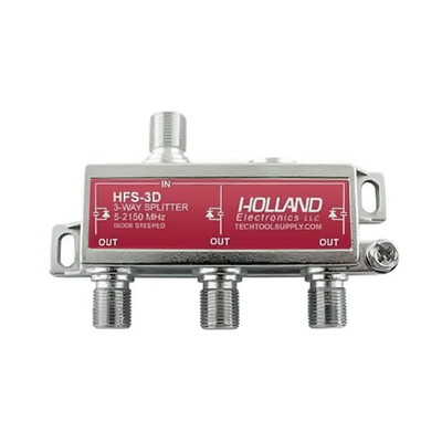 2 Ghz Coaxial Cable Splitter, High Frequency Satellite/Broadband Splitter, 1 x F-Pin female input & 3 x F-Pin female output, DC passing on all output ports. - Part Number: 30X3-10003
