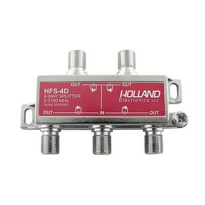 2 Ghz Coaxial Cable Splitter, High Frequency Satellite/Broadband Splitter, 1 x F-Pin female input & 4 x F-Pin female output, DC passing on all output ports. - Part Number: 30X3-10004