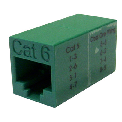Cat6 Crossover Coupler, Green, RJ45 Female, Unshielded - Part Number: 30X8-33500