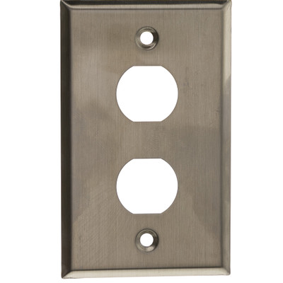 Outdoor Wall Plate w/ Water Seal, Stainless Steel , 2 Port, Single Gang - Part Number: 30X8-71002