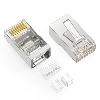 Cat6a Shielded Crimp Connectors for Stranded Cable (100 Pcs Per Bag) - Part Number: 31D0-651HD