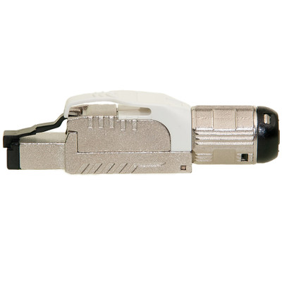 Shielded Cat6a field terminable plug for solid/stranded cable, 23-26 AWG conductors, 6.0-7.5mm OD, POE Compliant, White - Part Number: 31D0-69100