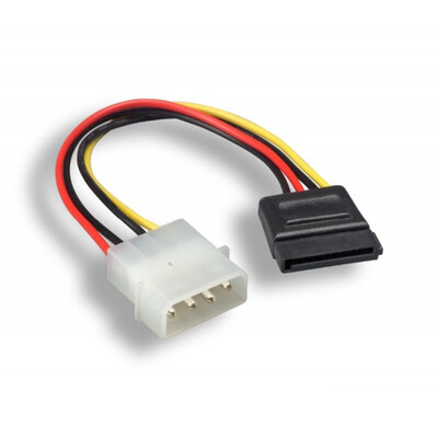 SATA 15-Pin Female to 5.25 inch Male / LP4 DC Power Cable, 6 inch - Part Number: 31SA-04106