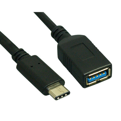 USB-C OTG Adapter, USB-C Male to USB-A Female, USB 3.0 / 5Gbit, 6 inch - Part Number: 30U3-36260
