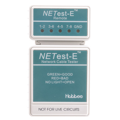 NETest-E Network Cable Tester, Tests Cat5e Cat6 and Cat6a for Wiring Map and Continuity - Part Number: 31X6-04400