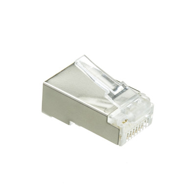 Shielded Cat6 Crimp Connectors for Stranded Cable w/guides, POE Compliant, 100 pieces - Part Number: 31X8-580HD