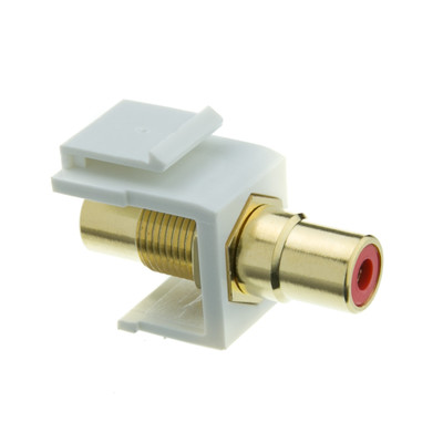 Keystone Insert, White, RCA Female Coupler (Red RCA) - Part Number: 324-120WR