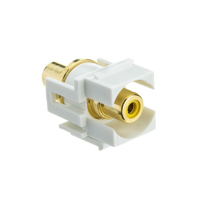 Keystone Insert, White, Recessed RCA Female Coupler (Yellow RCA) - Part Number: 324-220WY