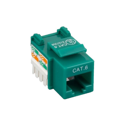 Cat6 Keystone Jack, Green, RJ45 Female to 110 Punch Down - Part Number: 326-121GR