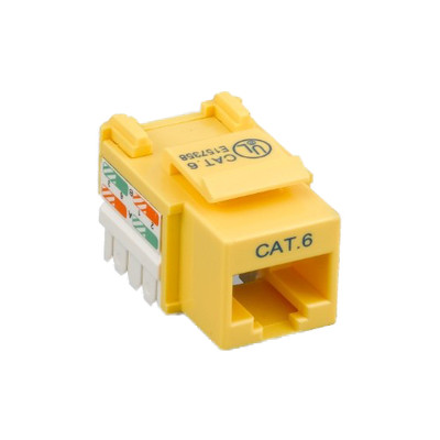 Cat6 Keystone Jack, Yellow, RJ45 Female to 110 Punch Down - Part Number: 326-121YL