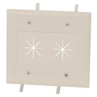 Easy Mount Series Dual Gang Cable Passthrough Wall Plate with Flexible Opening, Lite Almond - Part Number: 45-0015-LA