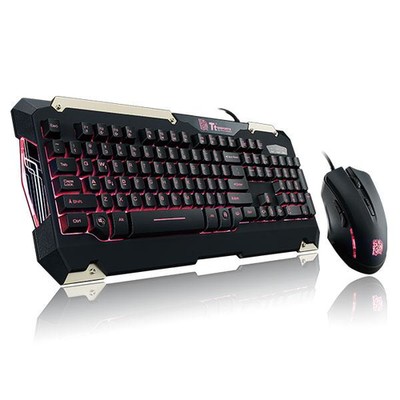 Tt eSPORTS Commander Gaming Gear Combo(USB Keyboard and USB Mouse), Black with Red Backlight - Part Number: 5012-80101