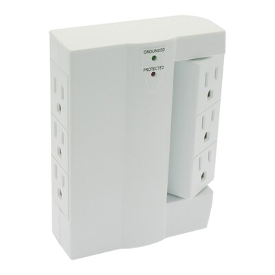 6-Outlet Swivel Wall Tap with 300J Surge protector - Part Number: 50W1-30107